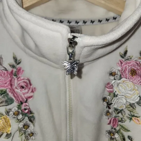 Bradford Exchange Embroidered Fleece Jacket Floral Butterfly Size:2X - Picture 2 of 11